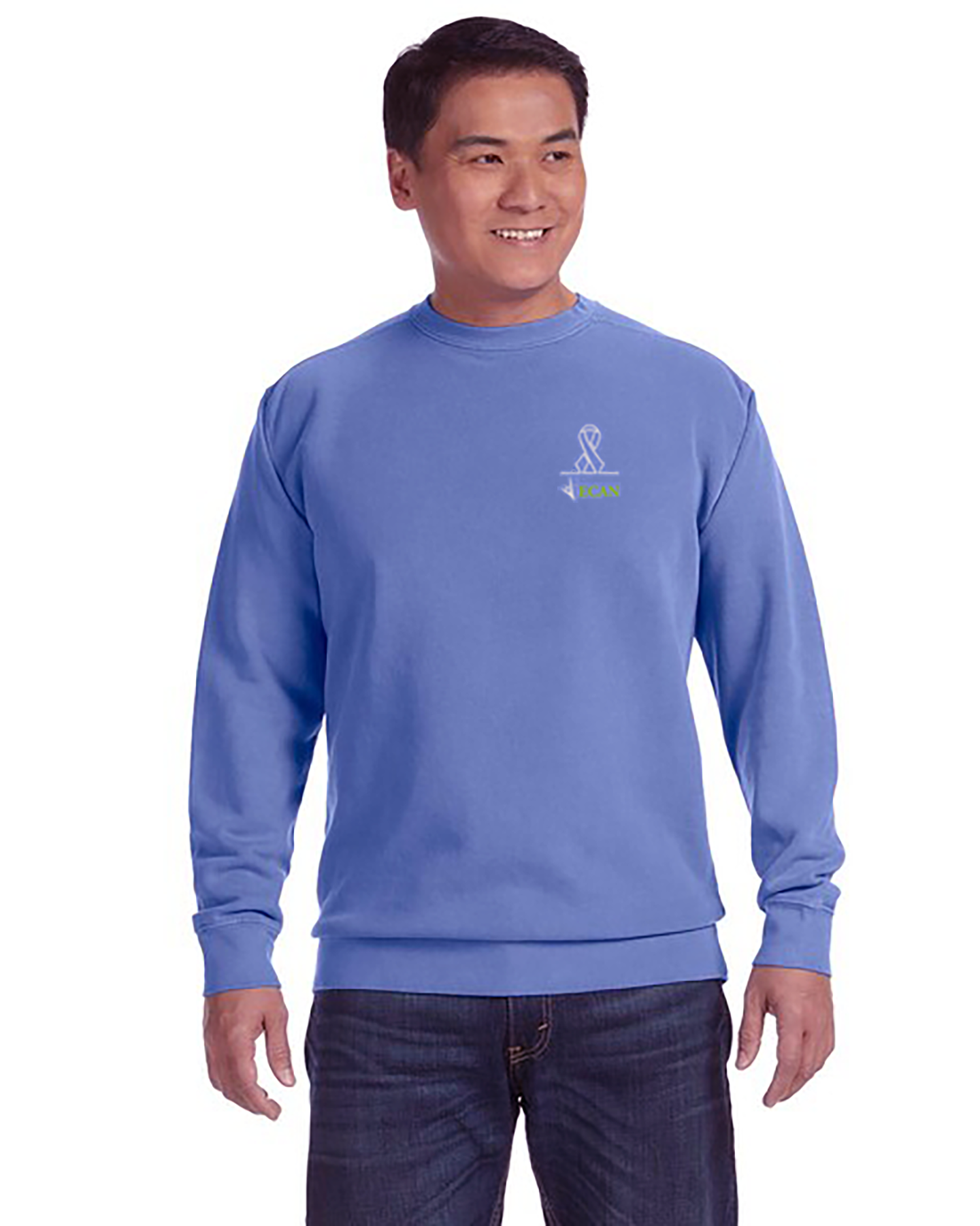 Adult Periwinkle Blue Embroidered Ribbon Crew Neck Sweatshirt Buy Periwinkle