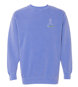 Adult Periwinkle Blue Embroidered Ribbon Crew Neck Sweatshirt